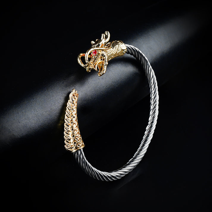 6mm Golden & Silver Metallic Draco Cuff Bangle