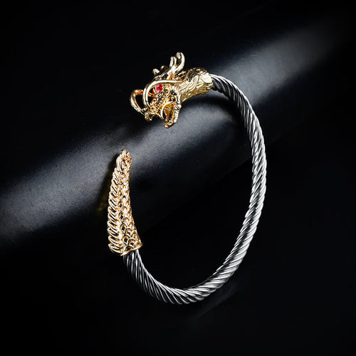 6mm Golden & Silver Metallic Draco Cuff Bangle
