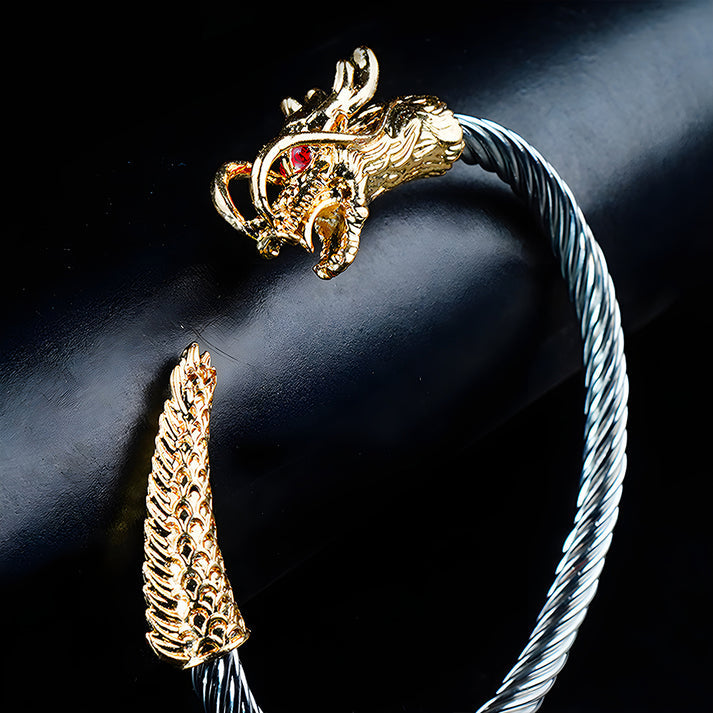 6mm Golden & Silver Metallic Draco Cuff Bangle